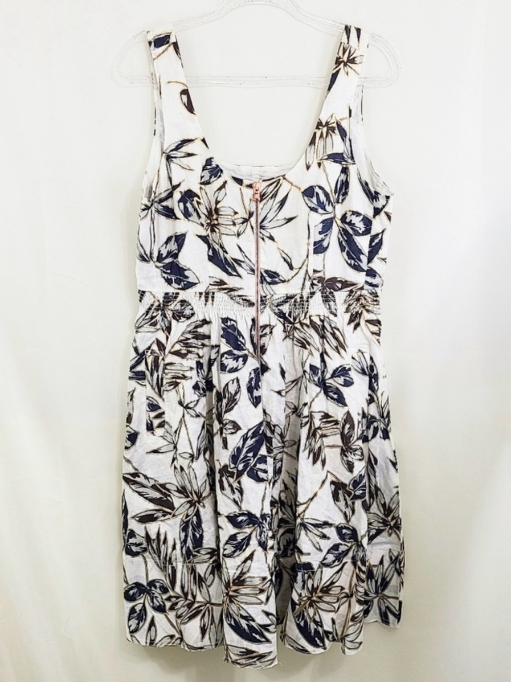 J. Crew Gold leaf linen dress zip front metallic size 16 - Picture 3 of 8